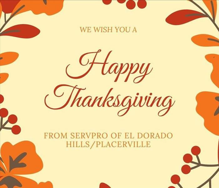 orange and red branches bordering on the left and right side, with text in the middle "we wish you a Happy Thanksgiving"