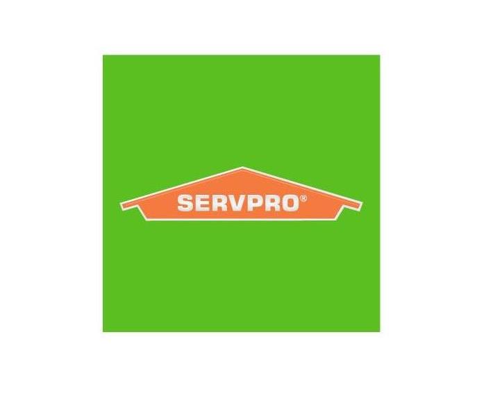 SERVPRO orange house logo in front of a green square