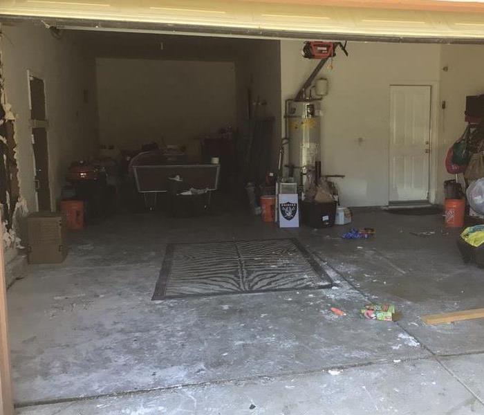 garage with soot and smoke damage