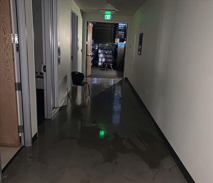 hallway with water damage